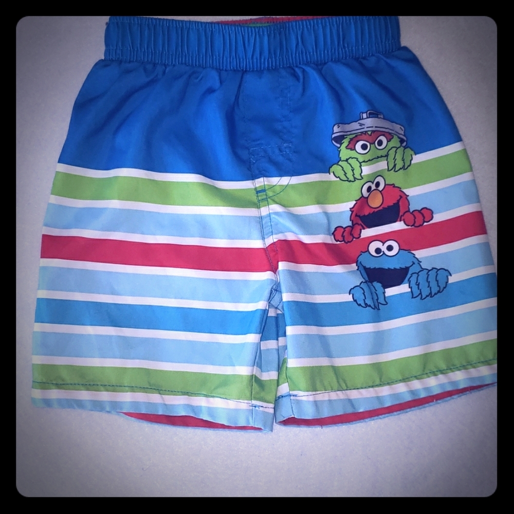 💥2/$15 Sesame Street Toddler Boy Swim Trunks 24m